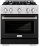 ZLINE Select 30" Satin Stainless Steel Pro Style Dual Fuel Range with Black Matte Door-0