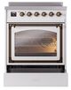 Ilve® Nostalgie II Noblesse 30'' White Pro Style Induction Range with Burnished Trim-3