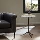 Four Hands Sophie Antiqued Rust End Table with Veined White Marble Top-1