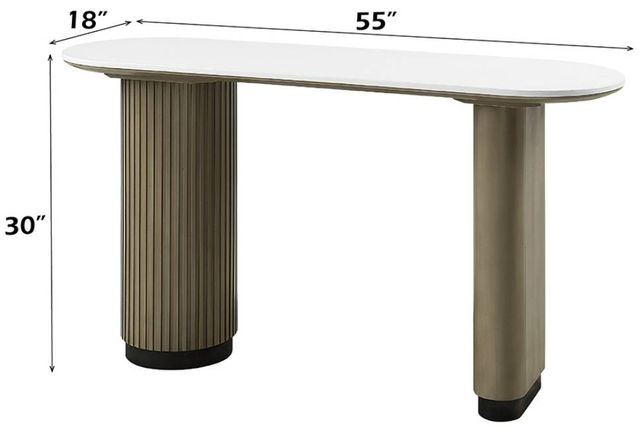 ACME Furniture Clayten White Sofa Table with Light Oak Base-2