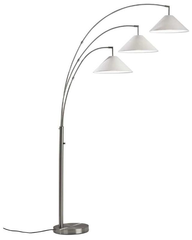 Adesso® Braxton Brushed Steel 3-Arm Arc Floor Lamp-0