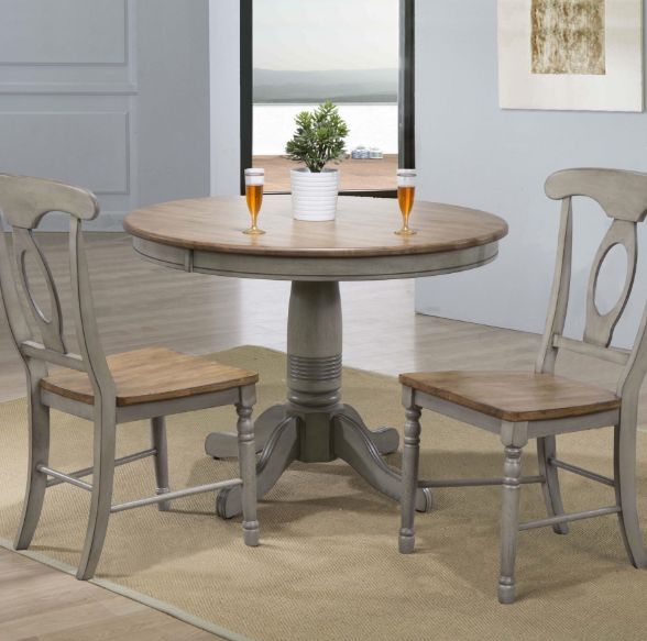 Winners Only® Barnwell Rustic Brown Top Round Dining Table with Gray Base-1
