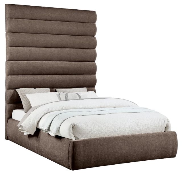 Meridian Furniture Adam Brown 89" Queen Upholstered Panel Bed-0
