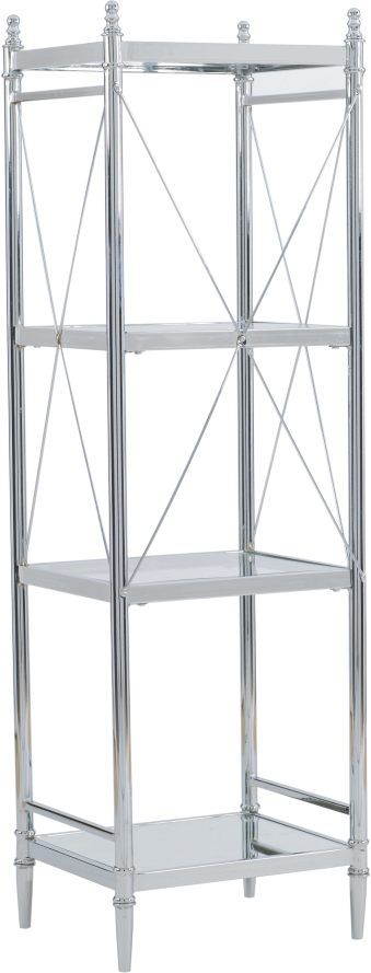 Linon Pinnacle Chrome and Glass Four Tier Shelf-0