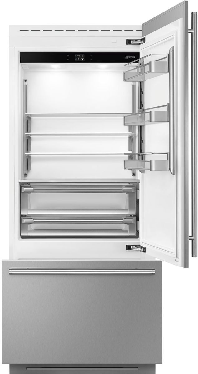 Smeg Universal 36" 19.6 Cu. Ft. Stainless Steel Built-In Bottom Freezer Refrigerator-1