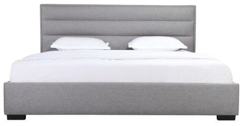 Mazin Furniture Fabiola Grey King Upholstered Platform Panel Bed -1