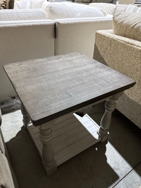 Clearance Signature Design by Ashley® Havalance Gray End Table with Vintage White Base-0
