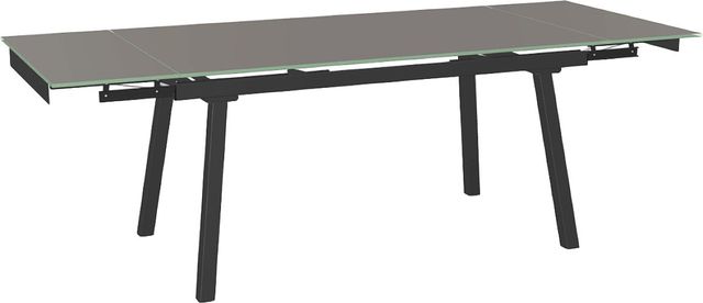 Amisco Customizable Lewis 91" Rectangular Extendable Table with 0.5" Taupe Glass Top and 2 Leaves-1