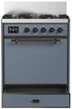 Ilve® Majestic III 30" Blue Gray Pro Style Dual Fuel Natural Gas Range with 5 Black Brass Burners and Burnished Trim-4