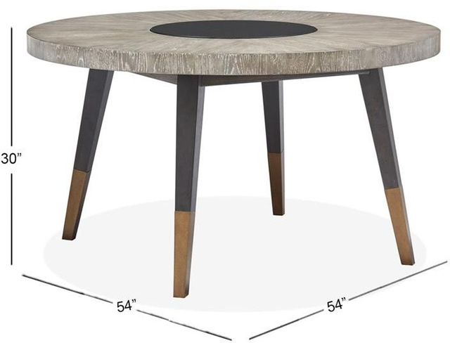 Magnussen Home® Ryker Coventry Grey Round Dining Table with Black Glass Insert Center -1