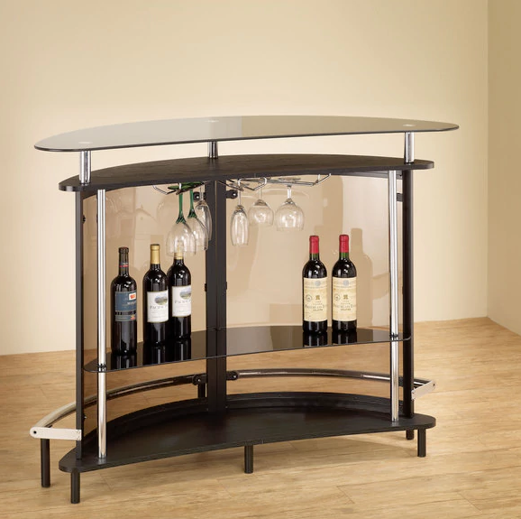 Coaster® Amarillo Black/Chrome 2-Tier Bar Unit-3