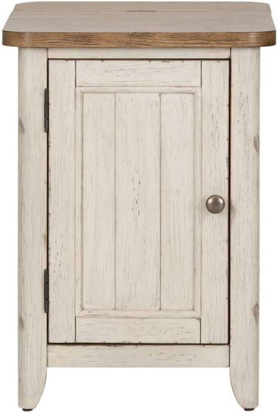 Liberty Furniture Farmhouse Reimagined Chestnut Side Table with Antique White Base-2