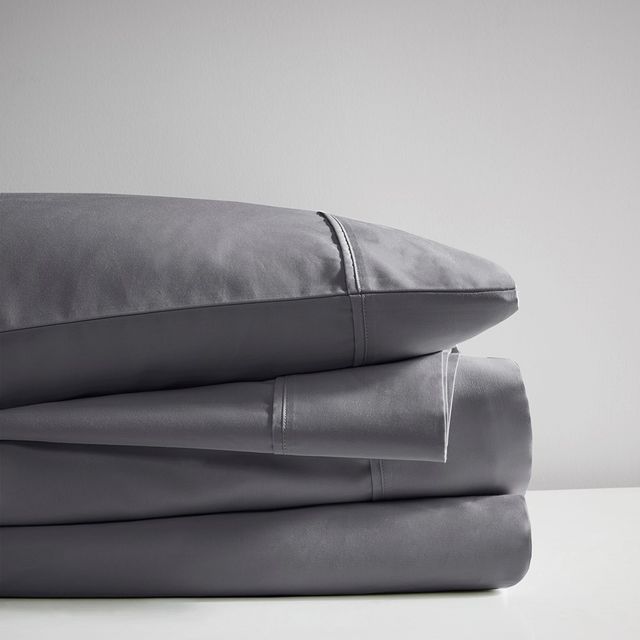 Olliix by Clean Spaces Allergen Barrier Charcoal Queen 300 Thread Count Cotton Sheet Set-1