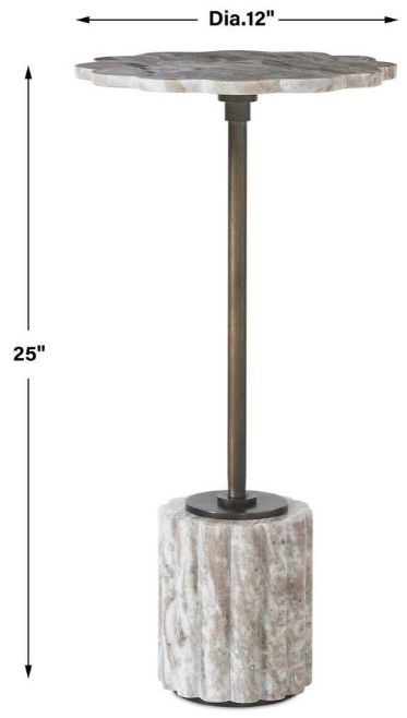 Uttermost® Lana Dark Bronze/Natural Scalloped Marble Drink Table-2