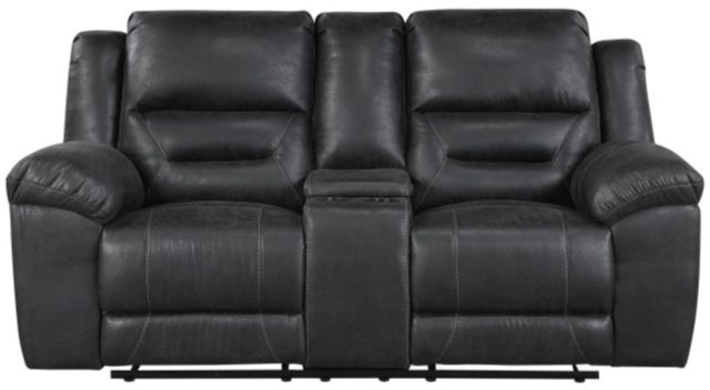 Homelegance® Hazen Black Double Manual Reclining Loveseat with Center Console-2