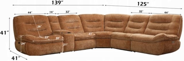 ACME Furniture Emmy 6-Piece Orange Power Reclining Sectional-2