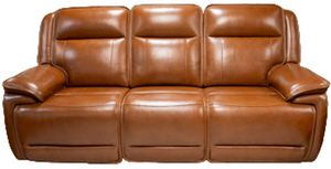 front view of the Signature Design by Ashley® Healy Pier Chocolate Leather Power Reclining Sofa