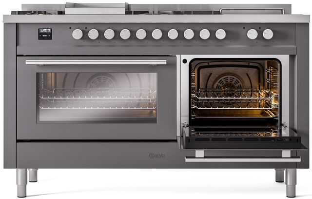 Ilve® Professional Plus II 60" Graphite Matte Pro Style Dual Fuel Range-3