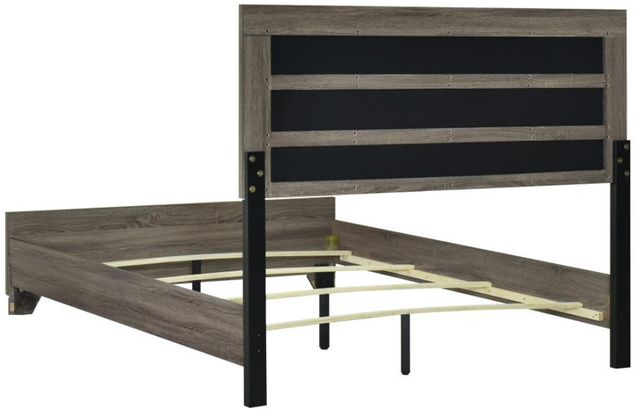 Coaster® Wright Brown Oak/Tan California King Upholstered Panel Bed-2