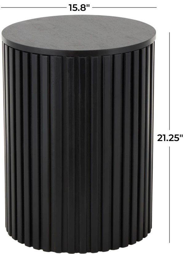 Deco Marche Black Ribbed Side Table with Slatted Base-1