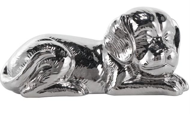 Deco Marche Silver 5" Ceramic Dog Sculpture-0
