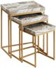 Crestview Collection Torrento 3-Piece White Nesting Table Set with Gold Base-0