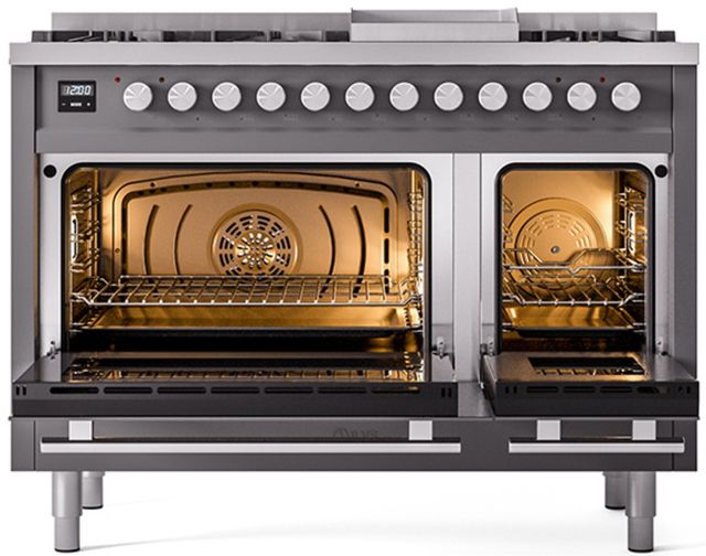 Ilve® Professional Plus II 48" Graphite Matte Pro Style Dual Fuel Range-1