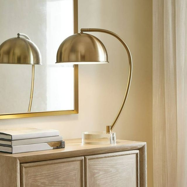 Uttermost® Romani Antique Brass Desk Lamp with Crystal Foot-1