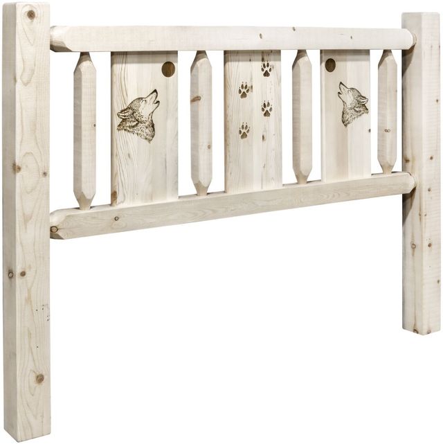 Montana Woodworks® Homestead Ready to Finish Twin Headboard with Laser Engraved Wolf Design-0