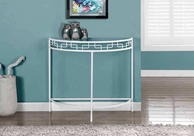 Monarch Specialties Inc. Glass Top Accent Table with White Base-1