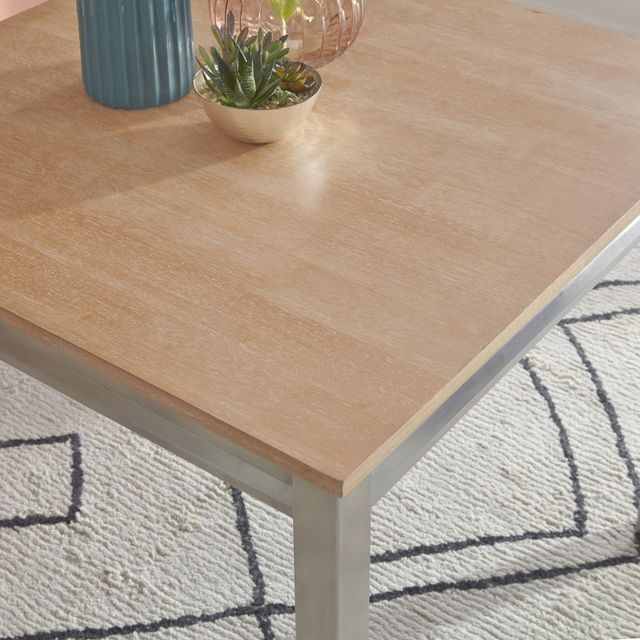 homestyles® Sheffield Brown Square Dining Table with Stainless Steel Frame-4