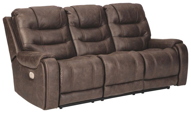 Signature Design by Ashley® Yacolt Walnut Power Recliner Sofa with Adjustable Headrest-0