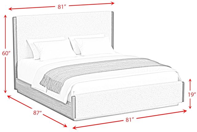 Elements International Brisbane Boucle Beige/Brown King Upholstered Panel Bed-2