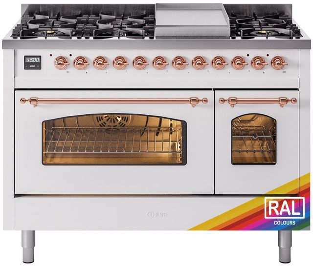 Ilve® Nostalgie II Series 48" Custom RAL Color Pro Style Dual Fuel Range-3