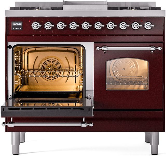 Ilve® Nostalgie II Series 40" Burgundy Pro Style Dual Fuel Range-2