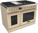 Fulgor Milano® Evoque 400 Series 48” Matte Ivory Pro Style Dual Fuel Range with Brushed Brass Trim-0