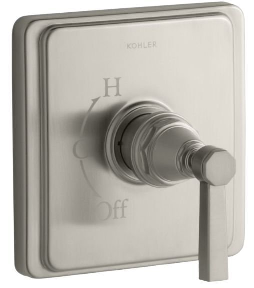 KOHLER® Pinstripe® Pure Rite-Temp® Vibrant Brushed Nickel Valve Trim with Lever Handle-0