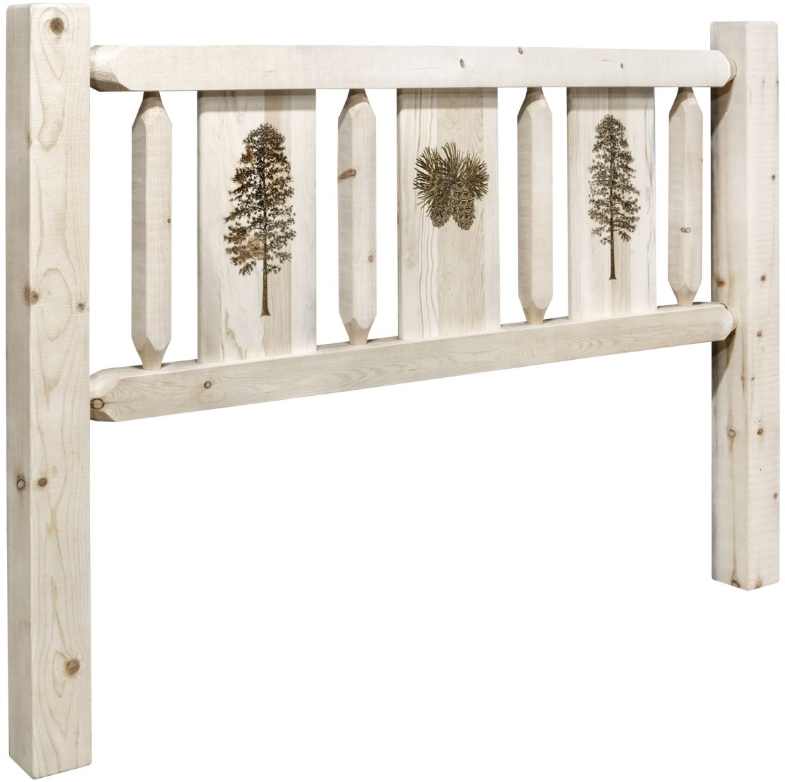 Montana Woodworks® Homestead Clear Lacquer California King Headboard with Laser Engraved Pine Design