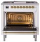 Ilve® Nostalgie II Noblesse 36'' Custom RAL Color Pro Style Dual Fuel Range with Brass Trim-1