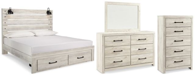 Signature Design by Ashley® Cambeck 4-Piece Whitewash Queen Panel Bed Set-0