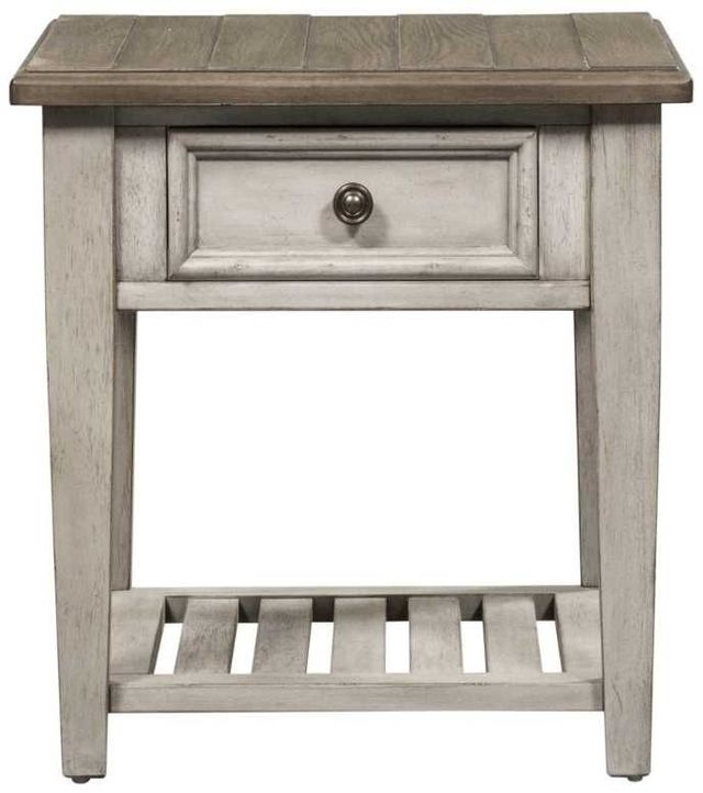 Liberty Furniture Heartland Tobacco End Table with Antique White Base-2