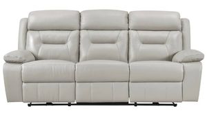 Homelegance Laconia Leather Silver Double Power Reclining Sofa and Power Reclining Loveseat Homelegance Laconia Leather Silver Double Power Reclining Sofa and Power Reclining Loveseat