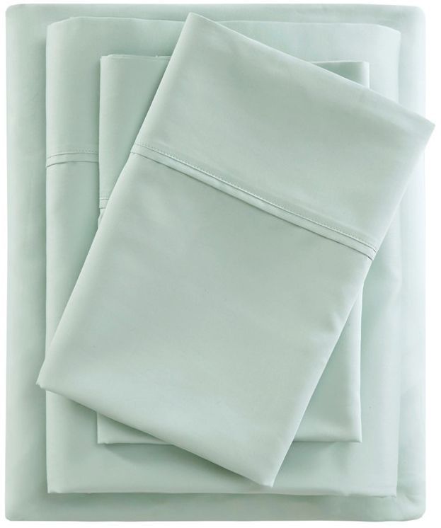 Olliix by Beautyrest Seafoam King 400 Thread Count Wrinkle Resistant Cotton Sateen Sheet Set-0