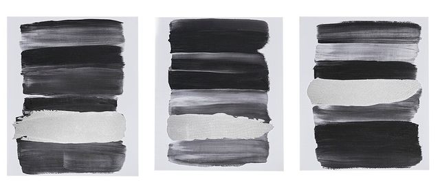 Olliix by Urban Habitat Traveling Road 3 Pieces Black Abstract Printed Canvas with Metallic Foil Set-0