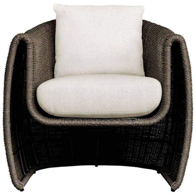 Uttermost® Tropic Mocha/Oyster White Fabric Wicker Outdoor Lounge Chair-3