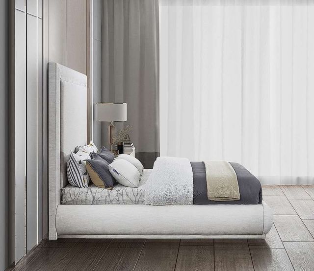 Meridian Furniture Brooke Cream King Upholstered Panel Bed-2