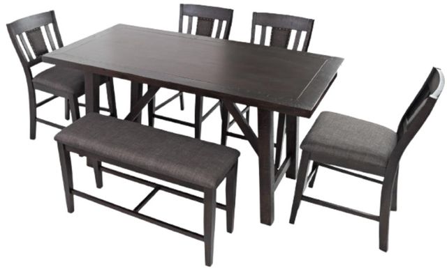 Jofran Inc. American Rustics 6-Piece Dark Brown/Gray Counter Dining Set-0