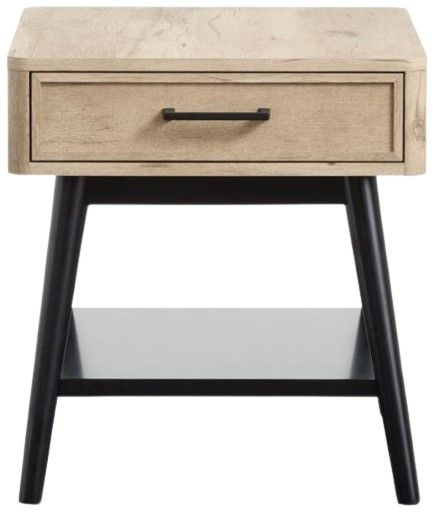 Magnussen Home® Fletcher Driftwood Rectangular End Table with Black Base-1