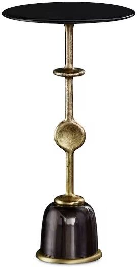 Front view of the Bassett® Furniture Sundance Black Drink Table with Gold Base