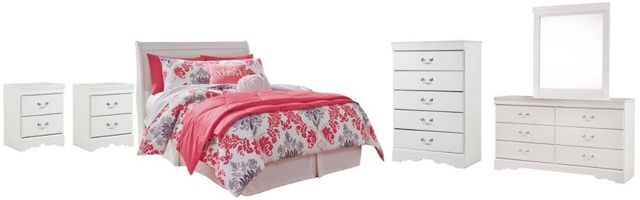 Signature Design by Ashley® Anarasia 5-Piece White Full Sleigh Headboard Set-0